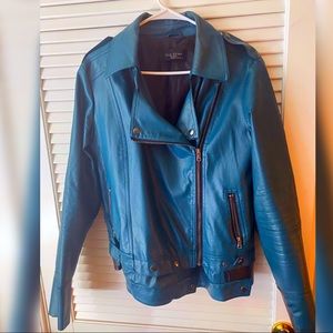 Blue leather jacket